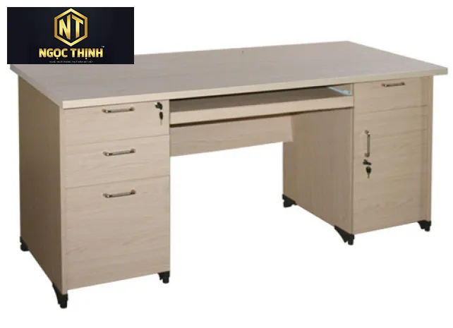 Bàn làm việc gỗ công nghiệp Melamine có 2 hộc liền AT160HL1 Bàn làm việc gỗ công nghiệp Melamine có 2 hộc liền AT160HL1